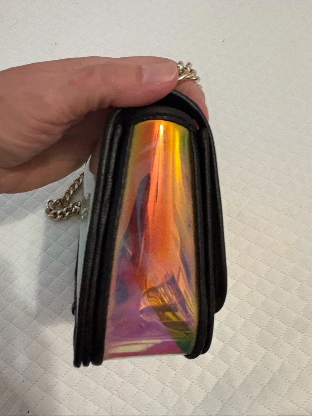 RARE Kate Spade Nicola Iridescent Holographic Heart Crossbody Flap Bag COLLECTOR